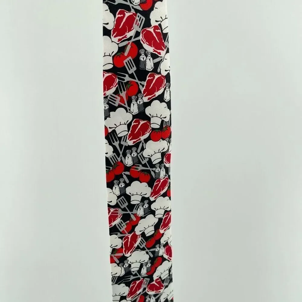 Buffalo Bay x Omaha Steaks Kiss the Cook Chef Hat Steak Novelty Men’s Neck Tie